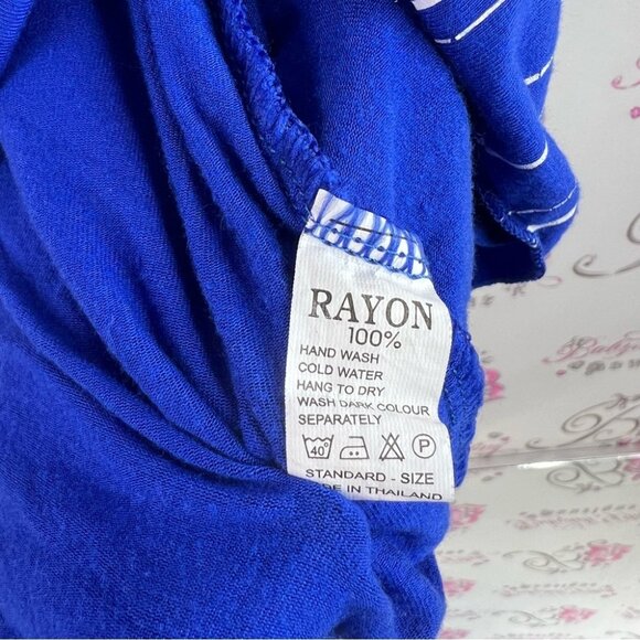 Zap tshirt y2k stripes abstract Royal Blue Top with White and Pink Stripes soft - Picture 9 of 10